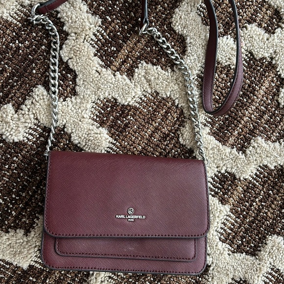 Karl Lagerfeld Burgundy Mini Crossbody Bag - Picture 13 of 15